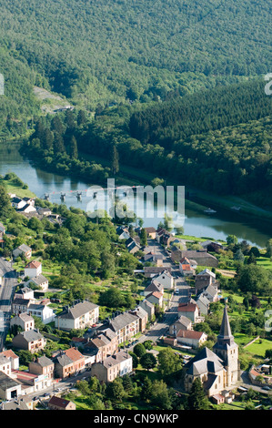 France, Ardennes, Montherme, edges of Meuse (aerial view) Stock Photo