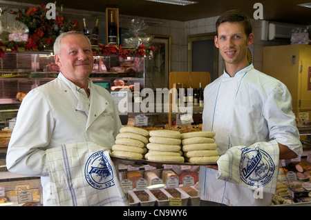 France, Ardennes, Rethel, delicatessen Demouzet, At the fame of the white sausage, the white sausage Geographical Indication Stock Photo