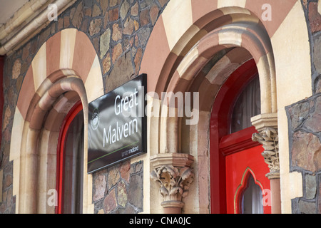 Great Malvern train station, railway station, detail at Great Malvern, Worcestershire UK in April Stock Photo