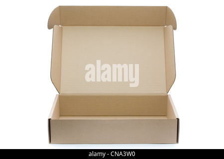 Open empty box isolated on white background Stock Photo