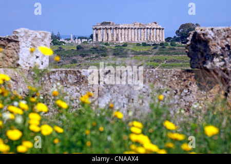 Ruins of the Temple of Hera (Temple E) at Selinunte, Sicily, Italy Stock Photo