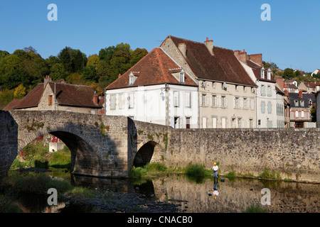 France, Creuse, Chambon sur Voueize, medieval bridge Stock Photo
