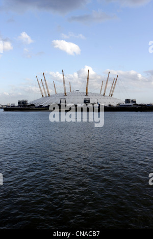 Viewed from docklands 'The O 2 Arena' in Greenwich. Stock Photo