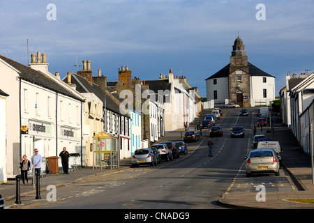 United Kingdom, Scotland, Inner Hebrides, Islay Island, Bowmore, the main street leading to the Round Church which was built in Stock Photo