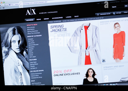 Armani Exchange website Stock Photo