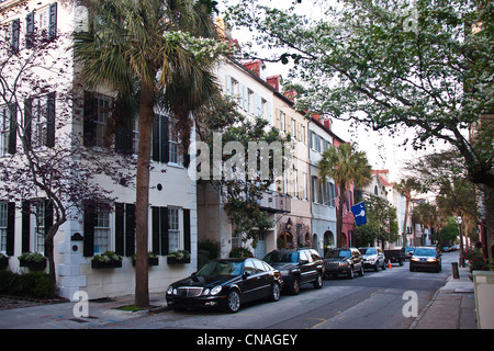 Street scenes, historic houses, signs, doorways, flower boxes in Charleston, South Carolina, USA Stock Photo