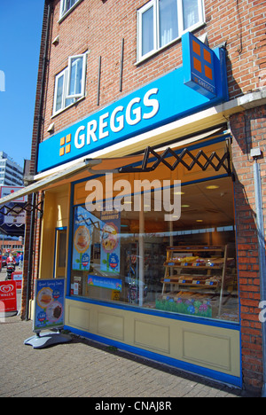 Gregg's Bakery, Staines Road West, Sunbury Cross Centre, Sunbury-on-Thames, Surrey, England, United Kingdom Stock Photo