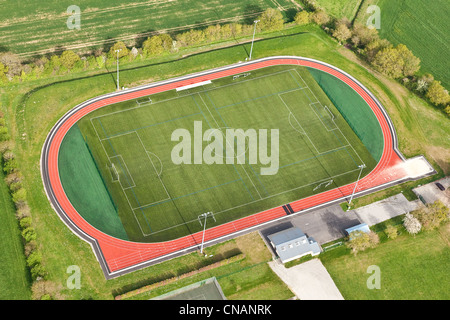 France, Loire-Atlantique, Riaillé, stadium (aerial photography) Stock Photo