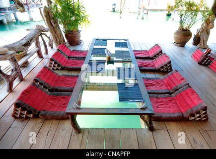 Thai restaurant at a marina on Koh Chang Island Stock Photo