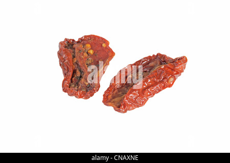 Sun Dried Tomatoes on White Background Stock Photo