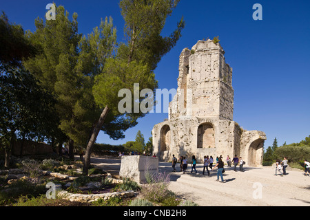 France, Gard, Nimes, Magne Tower at the top of the Jardins de la Fontaine Stock Photo