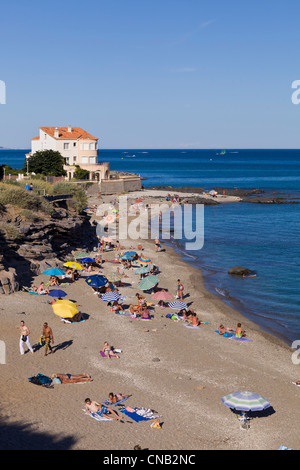 Cap d Agde nudist beach Languedoc Roussillon France Faces blurred Stock