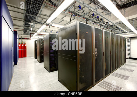 server racks computer room banking Stock Photo