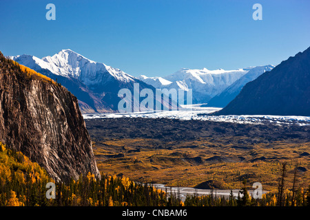 Scenic of Lion's Head Mountain and the Matanuska Glacier, Chugach Mountains, Southcentral Alaska, Autumn Stock Photo
