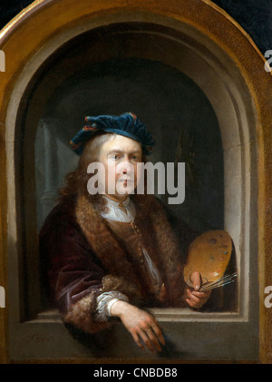 Self-portrait with palette in a nicheGerard DOU 1613 - 1675 Dutch Netherlands Stock Photo