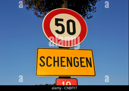 Luxembourg, Grevenmacher district, Moselle region, Schengen, the town board Stock Photo