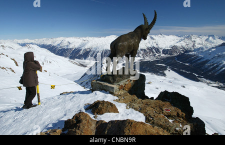 View from Piz Nair to the St. Moritz valley, Sankt Moritz, Schweiz Stock Photo
