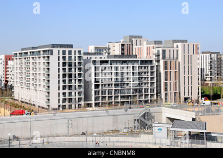 Apartments 2012 Olympics athletes village nearing completion building construction site & legacy sustainable Homes Level 4 Stratford East London UK Stock Photo