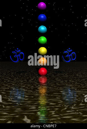 Colored aum / om in chakra Stock Photo