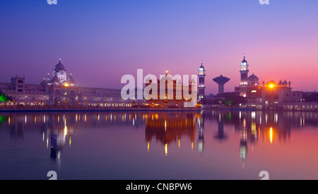 India, Punjab, Amritsar, golden Temple at sunrise Stock Photo