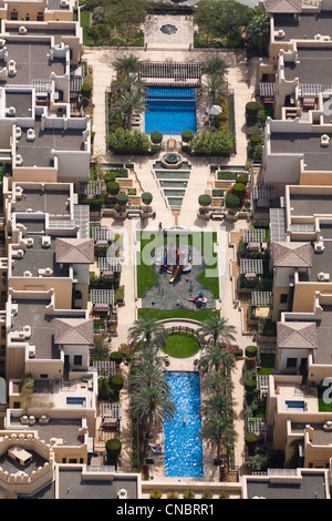 The residential area of Downtown Dubai (The United Arab Emirates).  House. Houses and swimming pool. Stock Photo