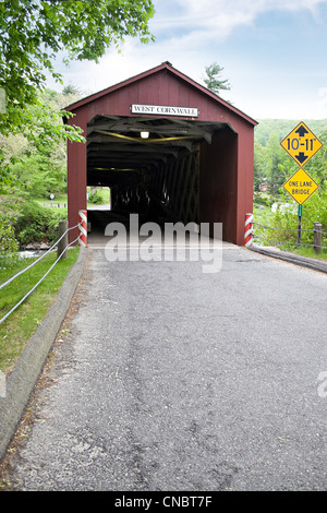 The old covered bridge found in West Cornwall Connecticut USA. Stock Photo