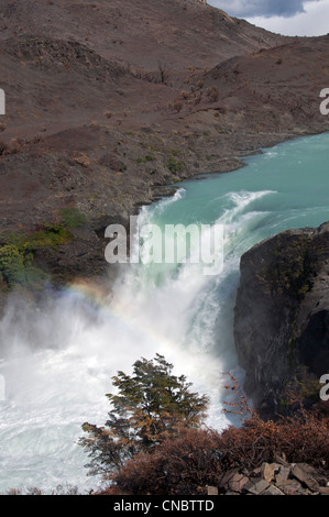 Salto Grande Falls Torres del Paine National Park Patagonia Chile Stock Photo
