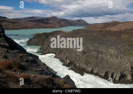 Salto Grande Falls Torres del Paine National Park Patagonia Chile Stock Photo