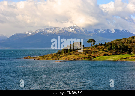 View of Beagle Channel from Ushuaia,Tierra del Fuego, Patagonia Stock Photo
