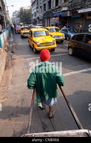 India, West Bengal, Kolkata (calcutta), view from hand pulled rickshaw Stock Photo