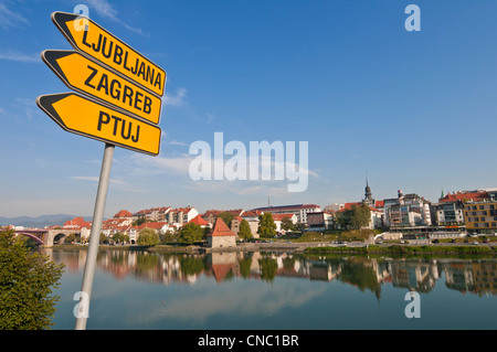 Slovenia, Lower Styria Region, Maribor, European Capital of Culture 2012, the banks of the Drave river Stock Photo