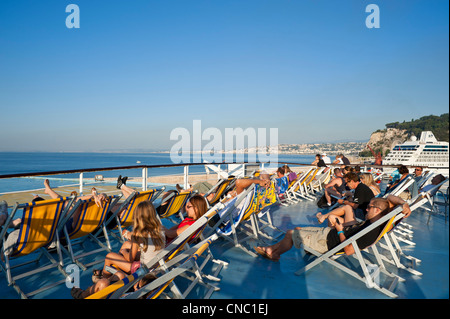 France, Alpes Maritimes, Nice, on the ferry of Corsica Ferries to Corsica from Nice Stock Photo