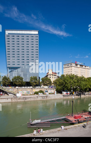 Austria, Vienna, Leopoldstadt, Hotel Sofitel Stephansdom (on the left), opened in 2010, and built by Jean Nouvel near the Stock Photo