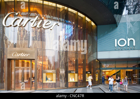 Singapore, Orchard Road, ION Orchard, shopping mall opened in 2009, Cartier store, a brand founded in 1847 by Louis-François Stock Photo