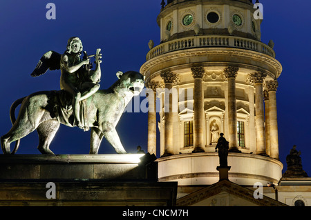 The dome of the French Cathedral on Gendarmenmarkt in Berlin at night