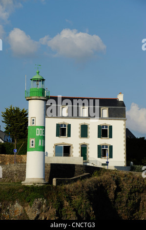 Doelan harbour,Aval lighthouse,Finistere ,Brittany,Bretagne,France Stock Photo