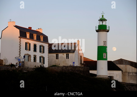 Doelan harbour,Aval lighthouse,Finistere ,Brittany,Bretagne,France Stock Photo