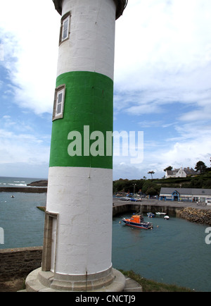 Doelan harbour,Aval lighthouse,Finistere ,Brittany,Bretagne,France Stock Photo