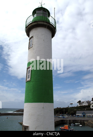 Doelan harbour,Aval lighthouse,Finistere ,Brittany,Bretagne,France Stock Photo