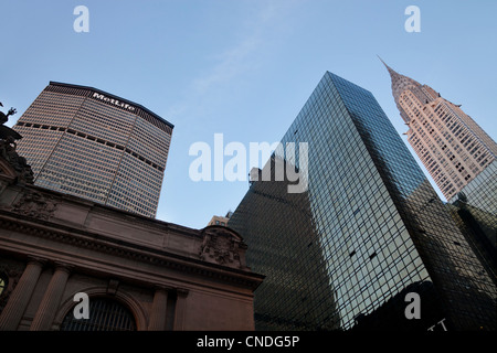 MetLife Building at 200 Park Avenue with Grand Central Terminal and Chrysler Building, Manhattan, New York City Stock Photo