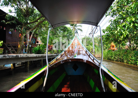 Canal boat enroute to Damnoen Saduak Floating Market, Damnoen Saduak District, Ratchaburi Province, Thailand Stock Photo