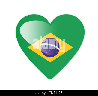 Brazil 3D heart shaped flag Stock Photo