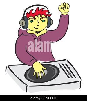 DJ behind console Stock Photo