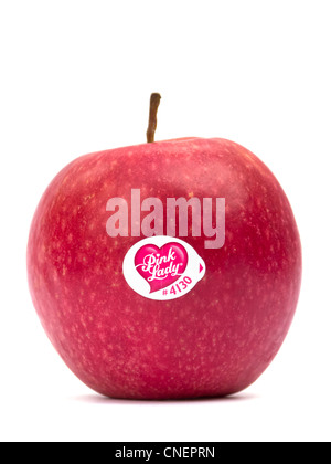 Pink Lady Apple Isolated Stock Photo