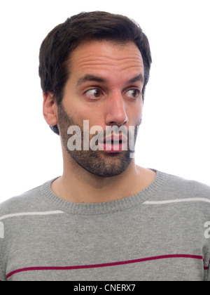 Portrait of a shocked young man with beard Stock Photo