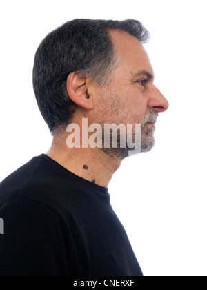 Profile portrait of a bearded middle-aged man Stock Photo