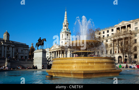 The National Gallery, St Martin in the Fields, South African High Commission and Trafalgar Square London England UK Stock Photo