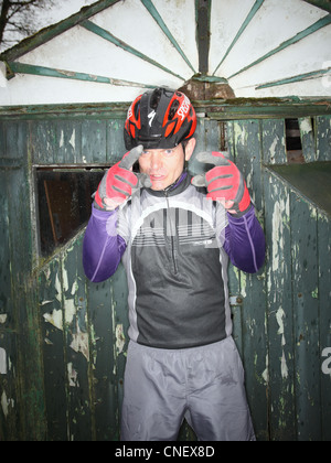 cyclist pulling face Stock Photo