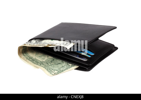 Wallet with dollar banknotes isolated over white with clipping path. Stock Photo