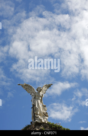 Guardian Angel marble sculpture by Josep Llimona, Cemetery of Comillas,  Comillas, Cantabria, Spain Stock Photo